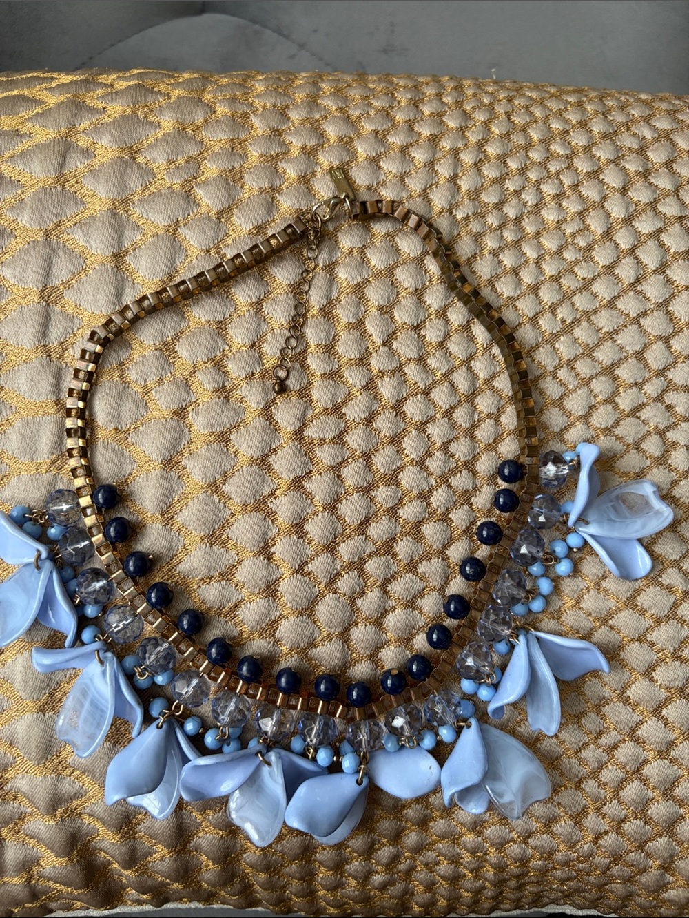 INC International Concepts Gold-Tone Blue Petal Statement Necklace